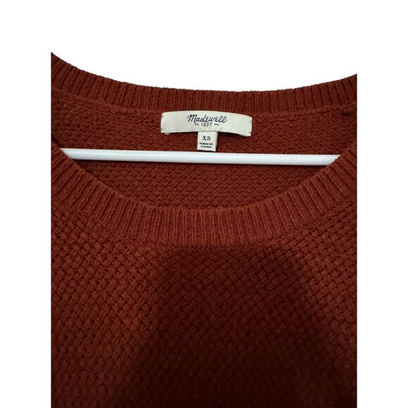 Madewell Waffle Knit Rust Orange Pullover Sweater High Low Woman's Size XS - Picture 4 of 7